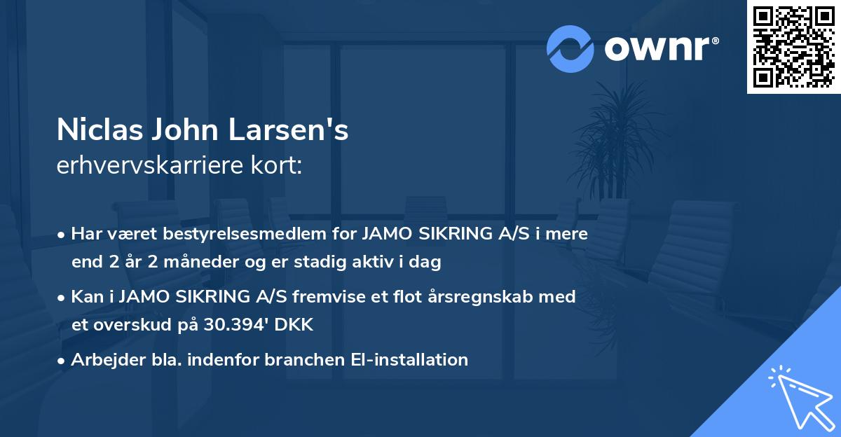 Niclas John Larsen's erhvervskarriere kort
