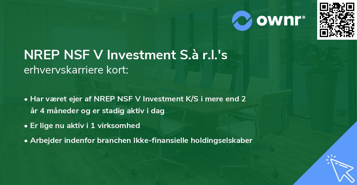 NREP NSF V Investment S.à r.l.'s erhvervskarriere kort