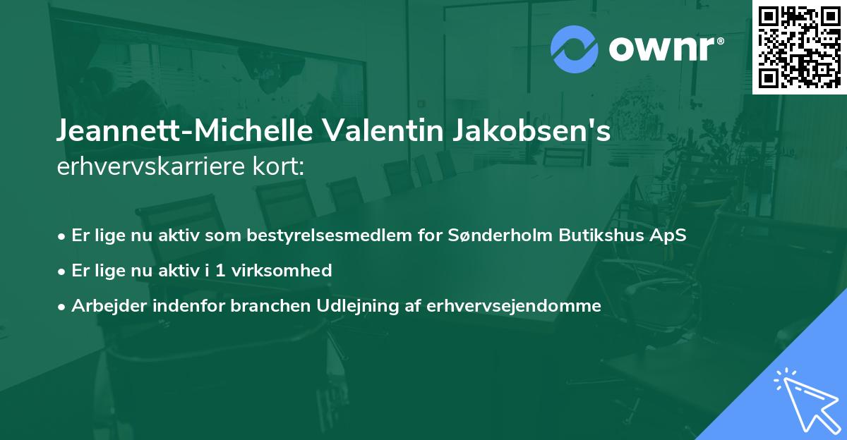 Jeannett-Michelle Valentin Jakobsen's erhvervskarriere kort