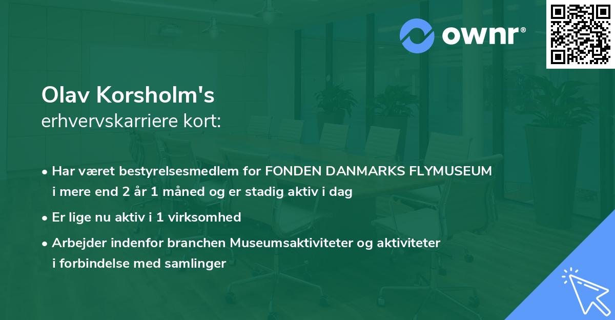 Olav Korsholm's erhvervskarriere kort