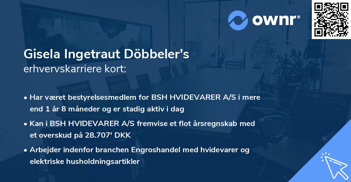 Gisela Ingetraut Döbbeler's erhvervskarriere kort