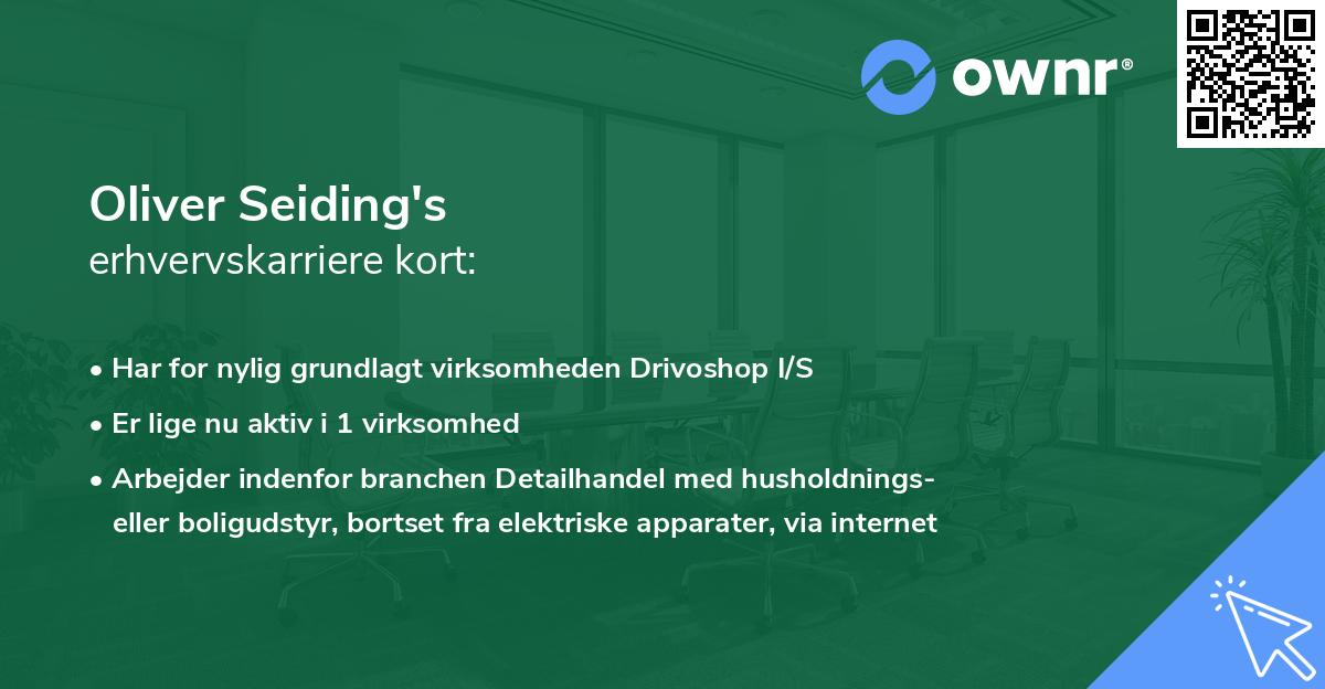 Oliver Seiding's erhvervskarriere kort