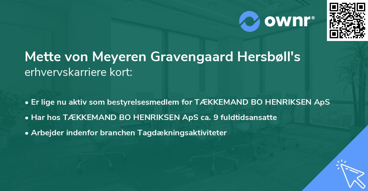 Mette von Meyeren Gravengaard Hersbøll's erhvervskarriere kort