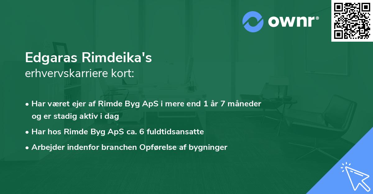 Edgaras Rimdeika's erhvervskarriere kort