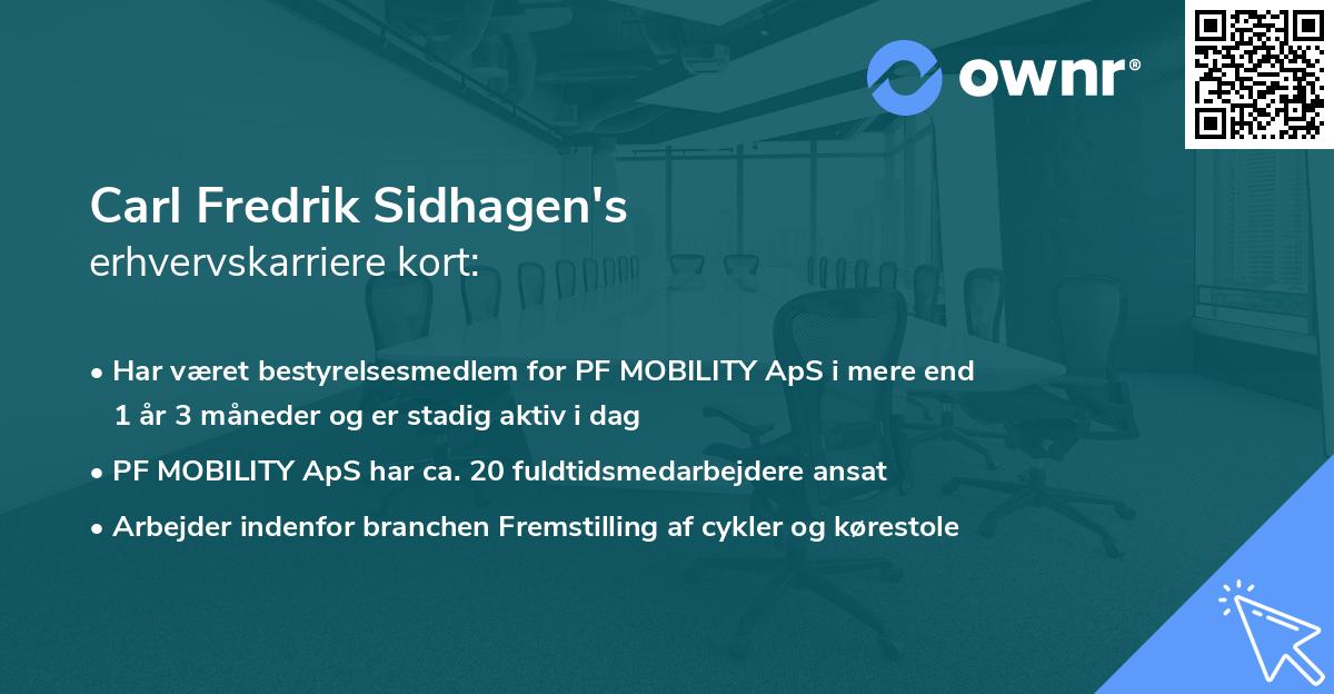 Carl Fredrik Sidhagen's erhvervskarriere kort