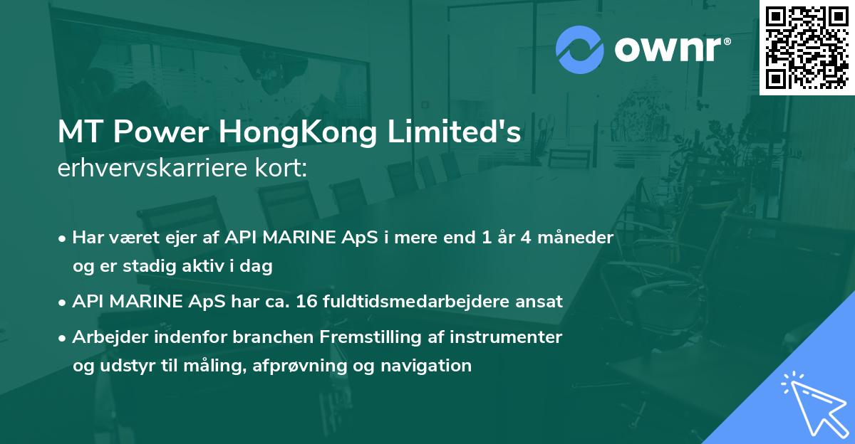 MT Power HongKong Limited's erhvervskarriere kort
