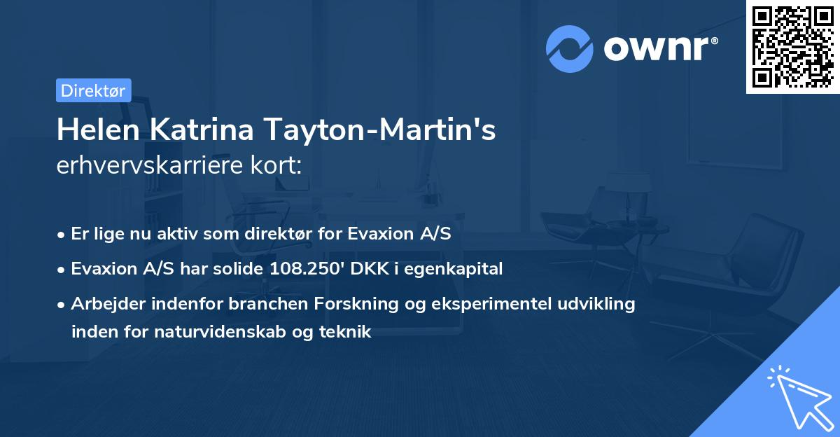 Helen Katrina Tayton-Martin's erhvervskarriere kort