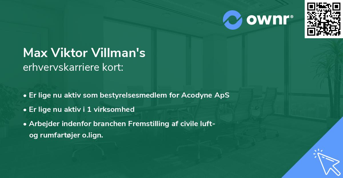 Max Viktor Villman's erhvervskarriere kort