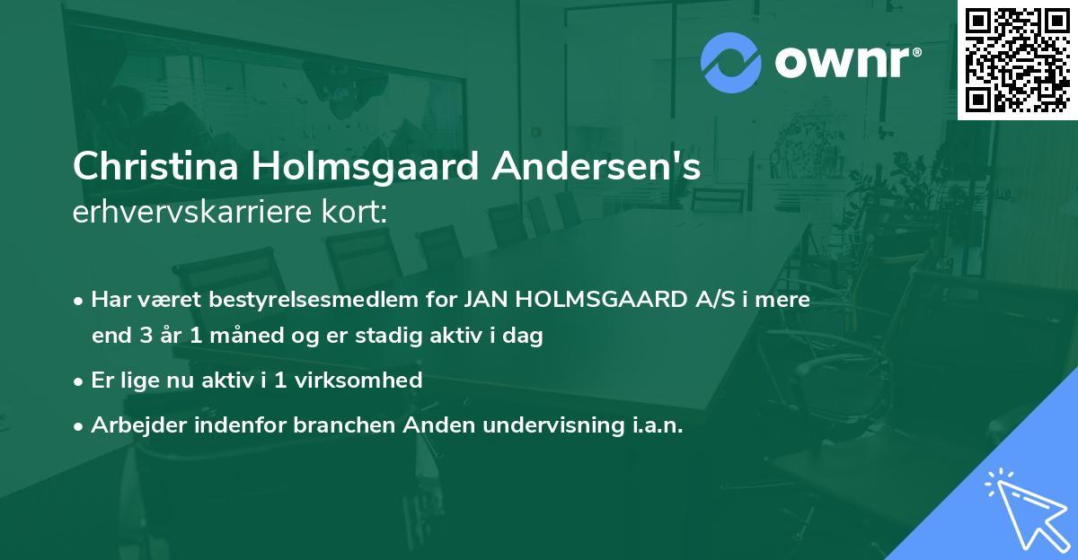 Christina Holmsgaard Andersen's erhvervskarriere kort