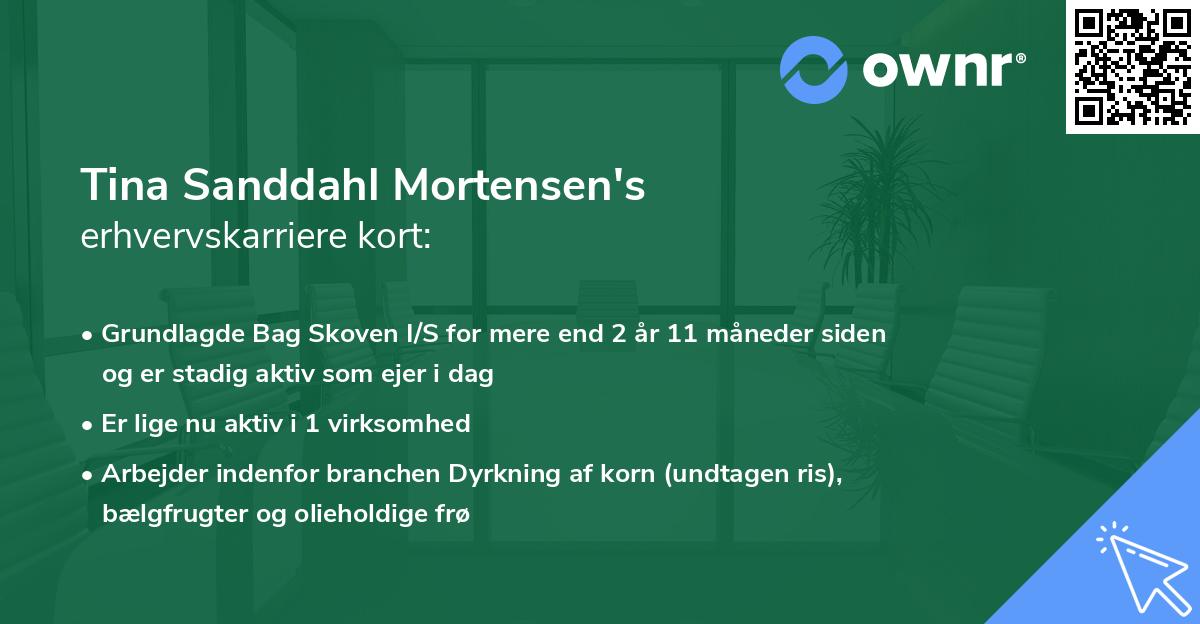 Tina Sanddahl Mortensen's erhvervskarriere kort