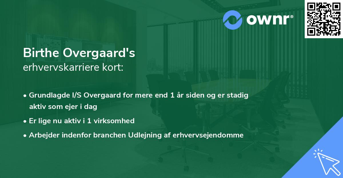 Birthe Overgaard's erhvervskarriere kort