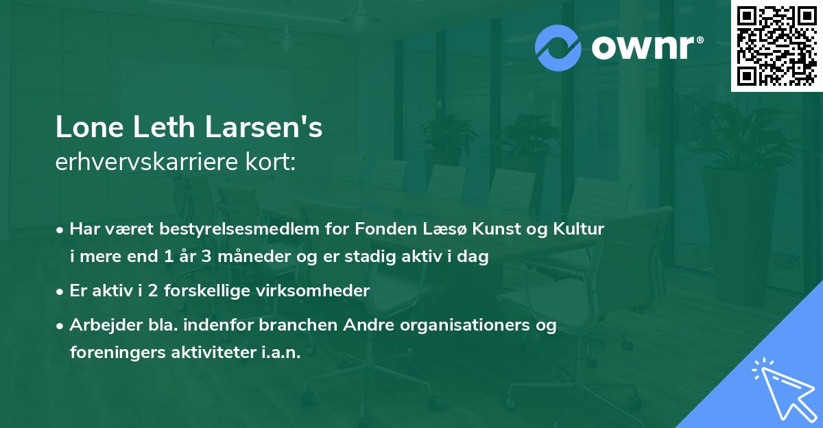 Lone Leth Larsen's erhvervskarriere kort