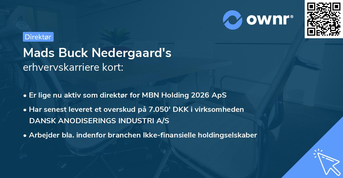 Mads Buck Nedergaard's erhvervskarriere kort
