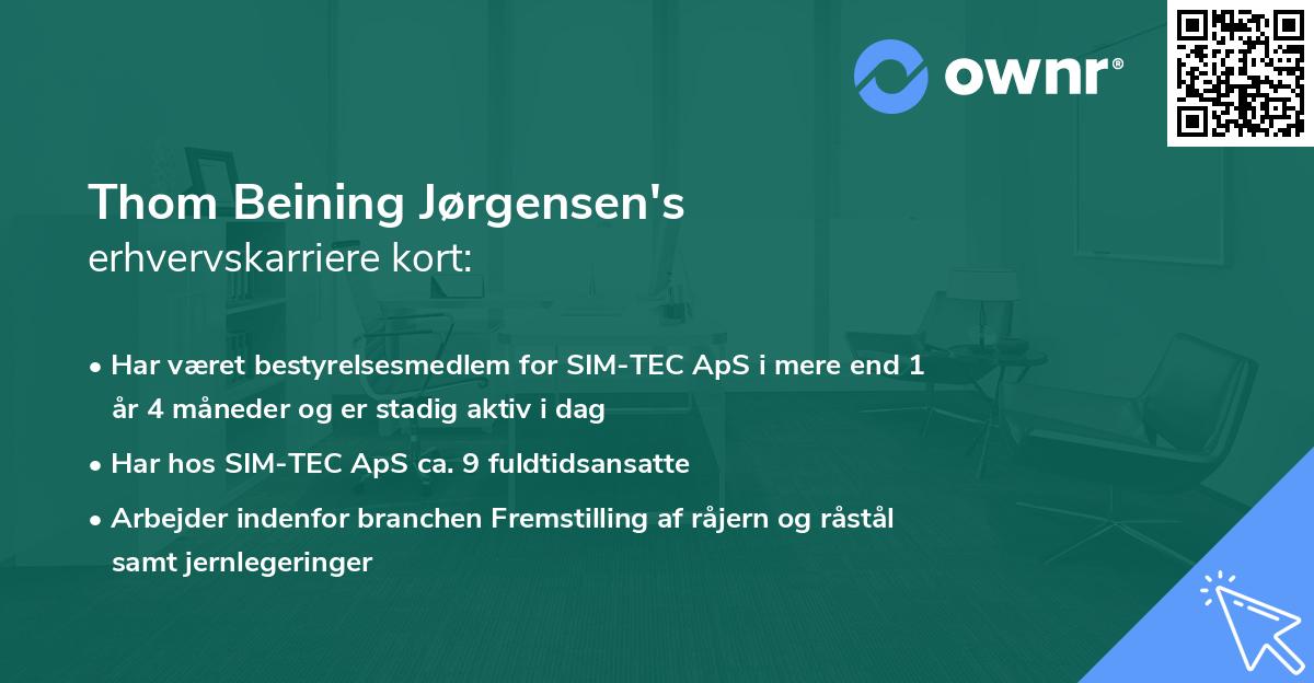 Thom Beining Jørgensen's erhvervskarriere kort