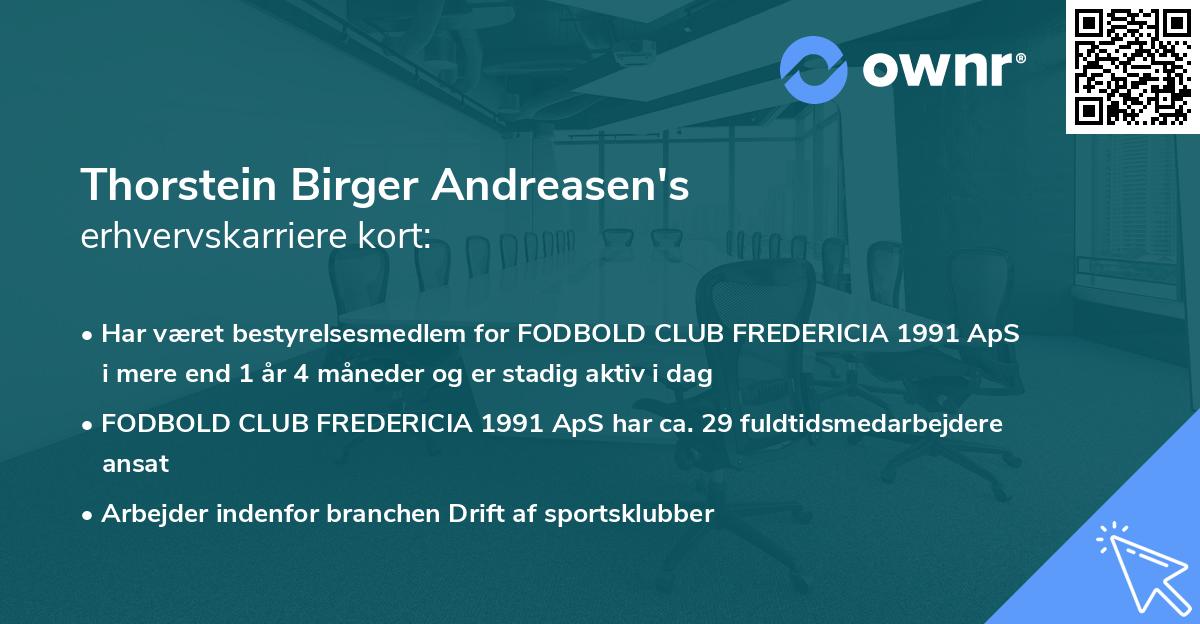 Thorstein Birger Andreasen's erhvervskarriere kort