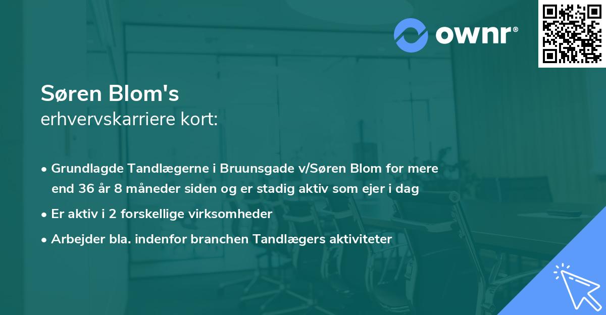 Søren Blom's erhvervskarriere kort