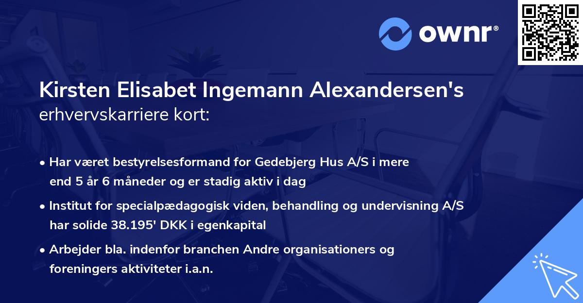 Kirsten Elisabet Ingemann Alexandersen's erhvervskarriere kort