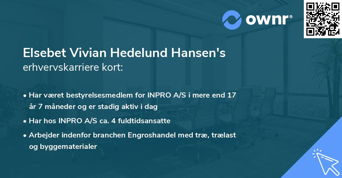 Elsebet Vivian Hedelund Hansen's erhvervskarriere kort