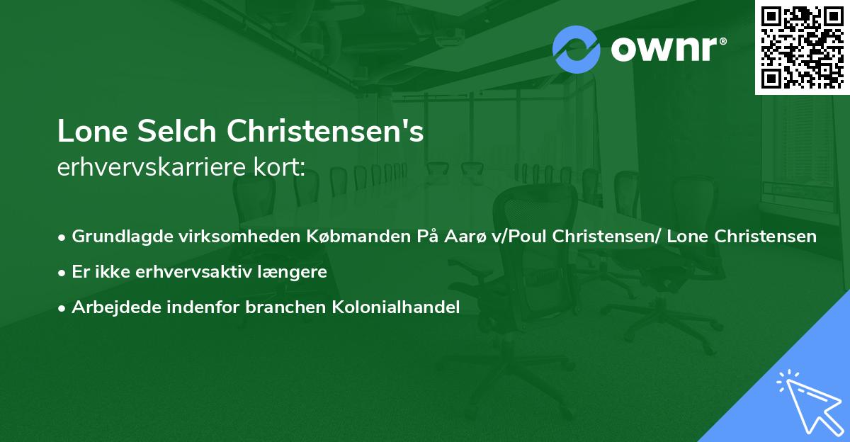 Lone Selch Christensen's erhvervskarriere kort