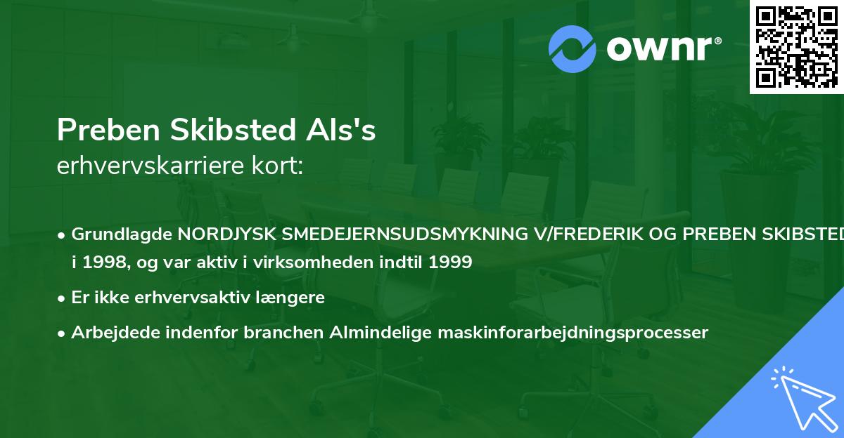 Preben Skibsted Als's erhvervskarriere kort