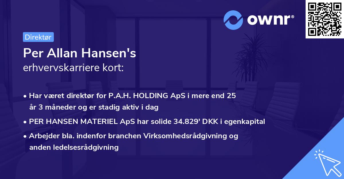 Per Allan Hansen's erhvervskarriere kort