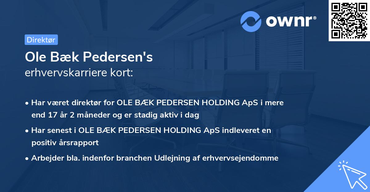 Ole Bæk Pedersen's erhvervskarriere kort
