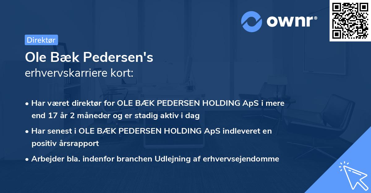 Ole Bæk Pedersen's erhvervskarriere kort