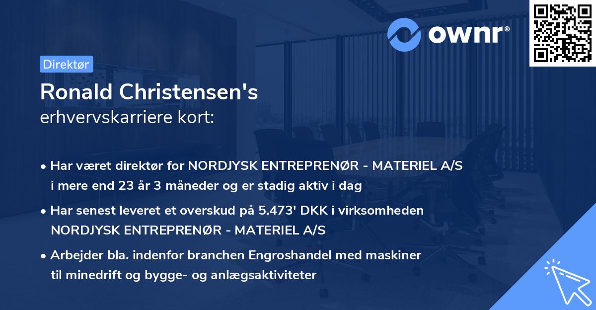 Ronald Christensen's erhvervskarriere kort