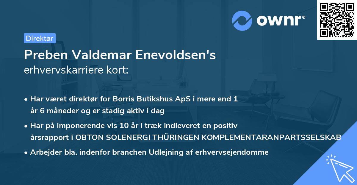 Preben Valdemar Enevoldsen's erhvervskarriere kort