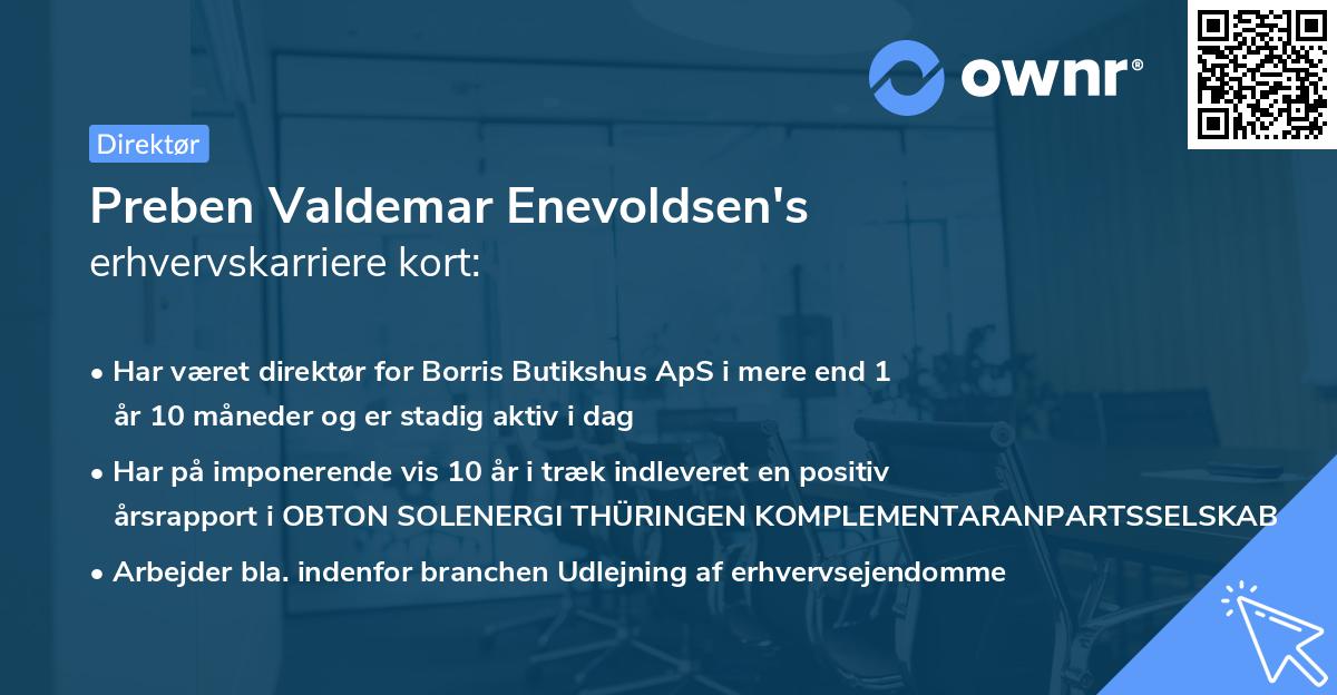 Preben Valdemar Enevoldsen's erhvervskarriere kort