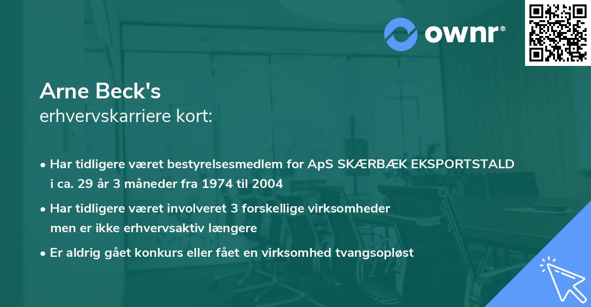 Arne Beck's erhvervskarriere kort