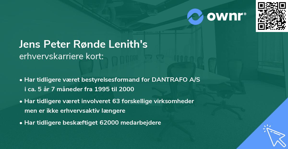 Jens Peter Rønde Lenith's erhvervskarriere kort