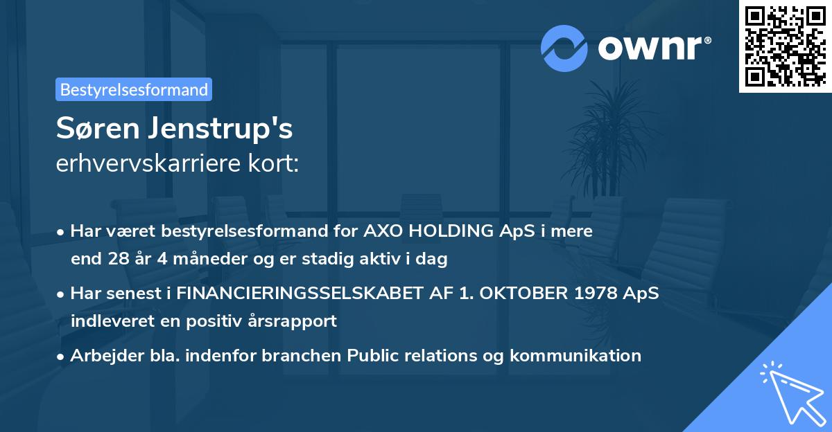 Søren Jenstrup's erhvervskarriere kort