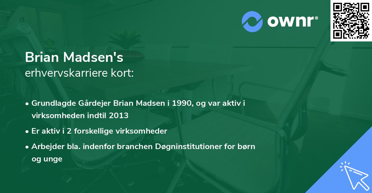 Brian Madsen's erhvervskarriere kort