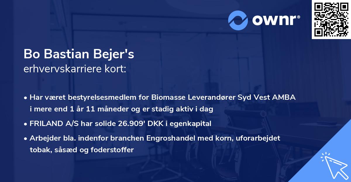 Bo Bastian Bejer's erhvervskarriere kort