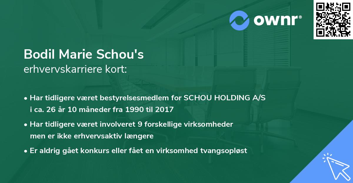 Bodil Marie Schou's erhvervskarriere kort