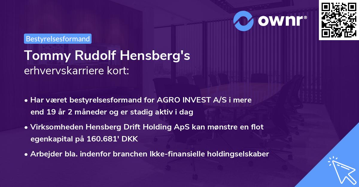 Tommy Rudolf Hensberg's erhvervskarriere kort