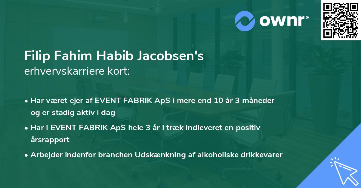 Filip Fahim Habib Jacobsen's erhvervskarriere kort