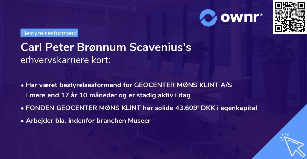 Carl Peter Brønnum Scavenius's erhvervskarriere kort