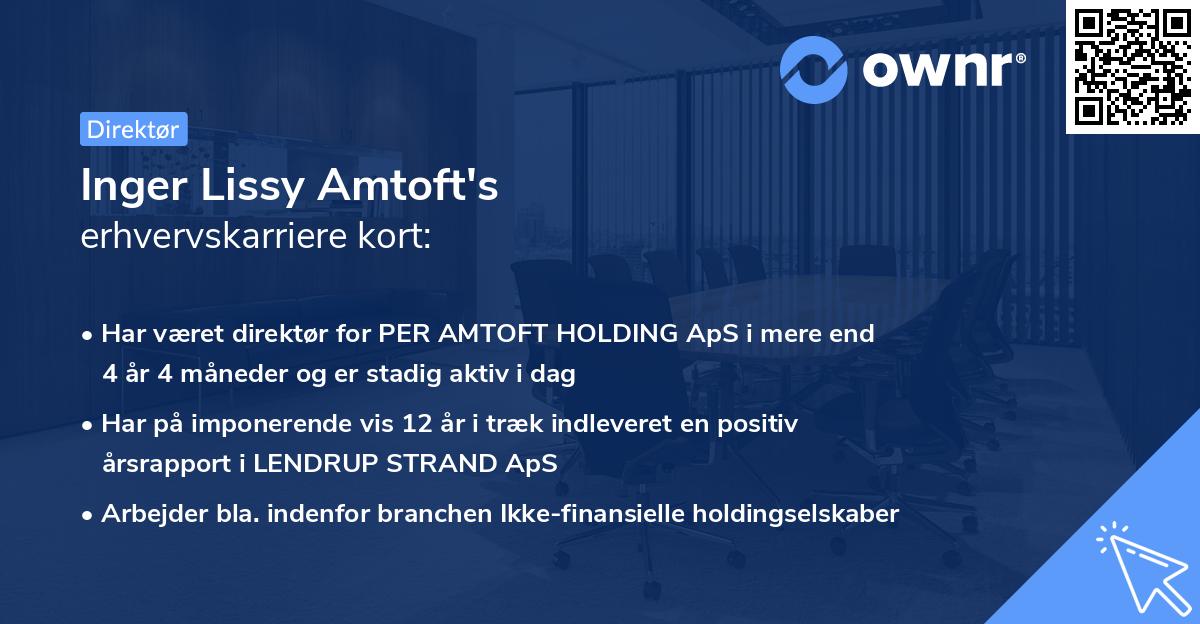 Inger Lissy Amtoft's erhvervskarriere kort