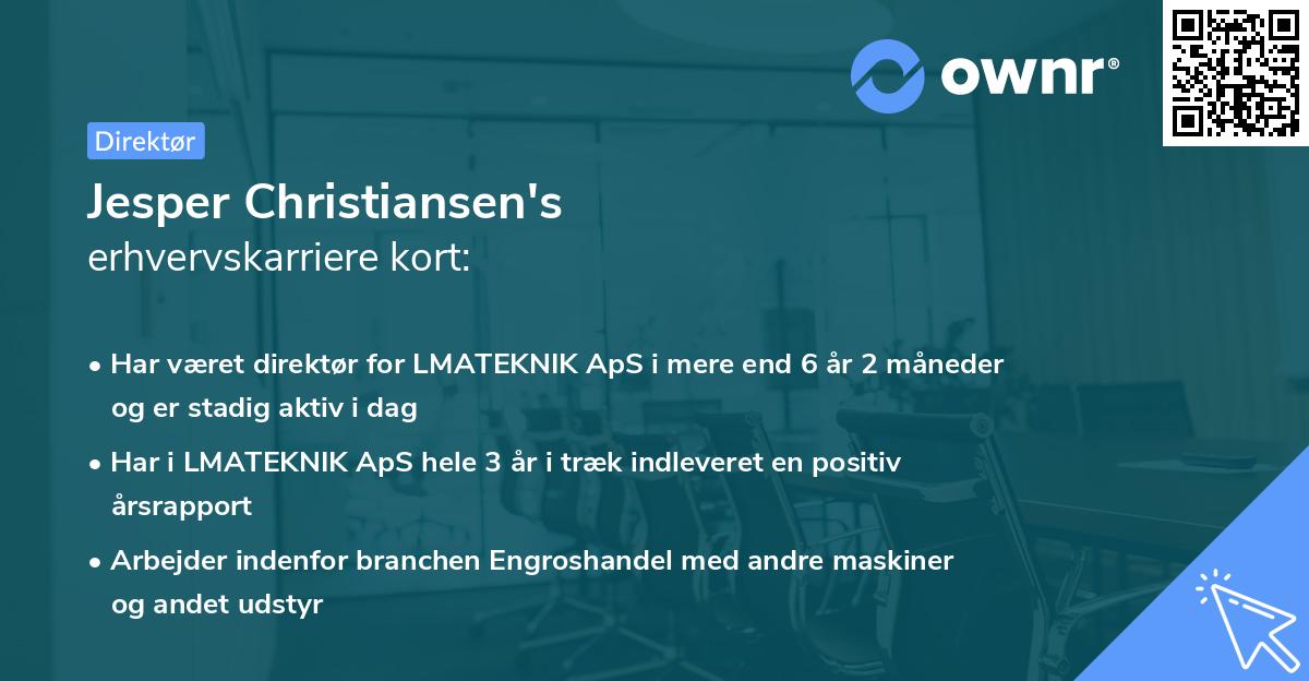 Jesper Christiansen's erhvervskarriere kort