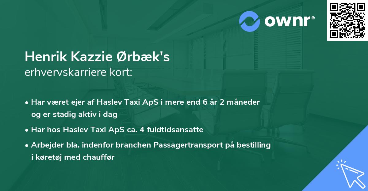 Henrik Kazzie Ørbæk's erhvervskarriere kort