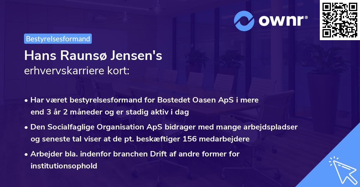 Hans Raunsø Jensen's erhvervskarriere kort