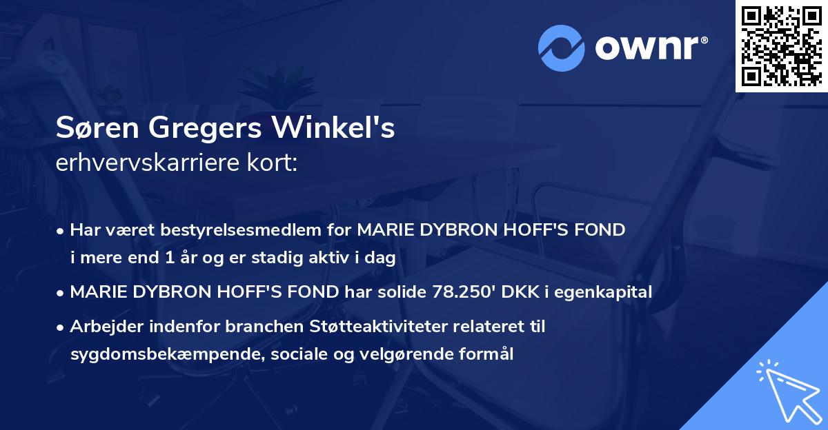 Søren Gregers Winkel's erhvervskarriere kort