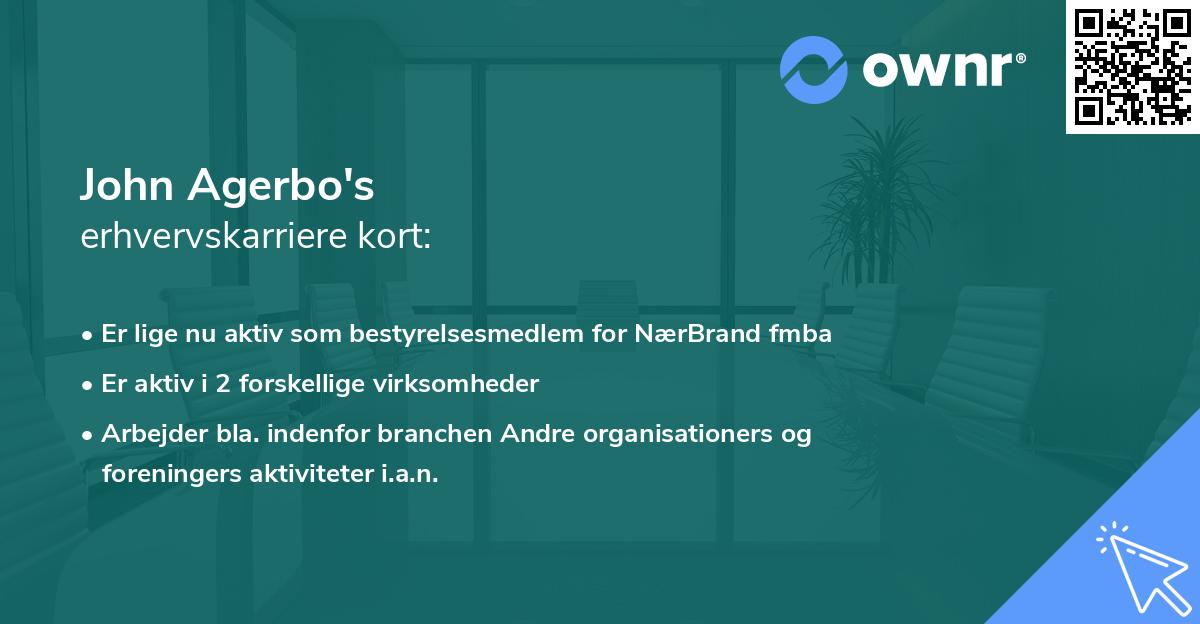 John Agerbo's erhvervskarriere kort