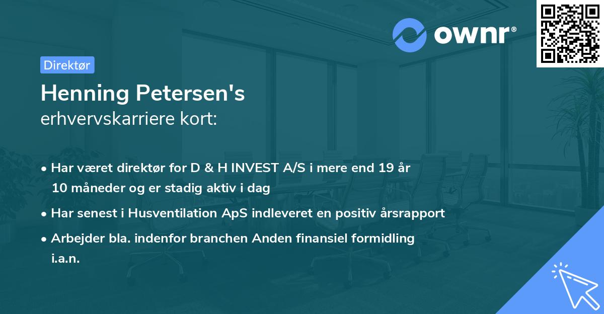 Henning Petersen's erhvervskarriere kort