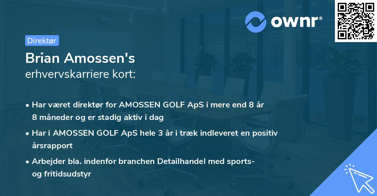 Brian Amossen's erhvervskarriere kort