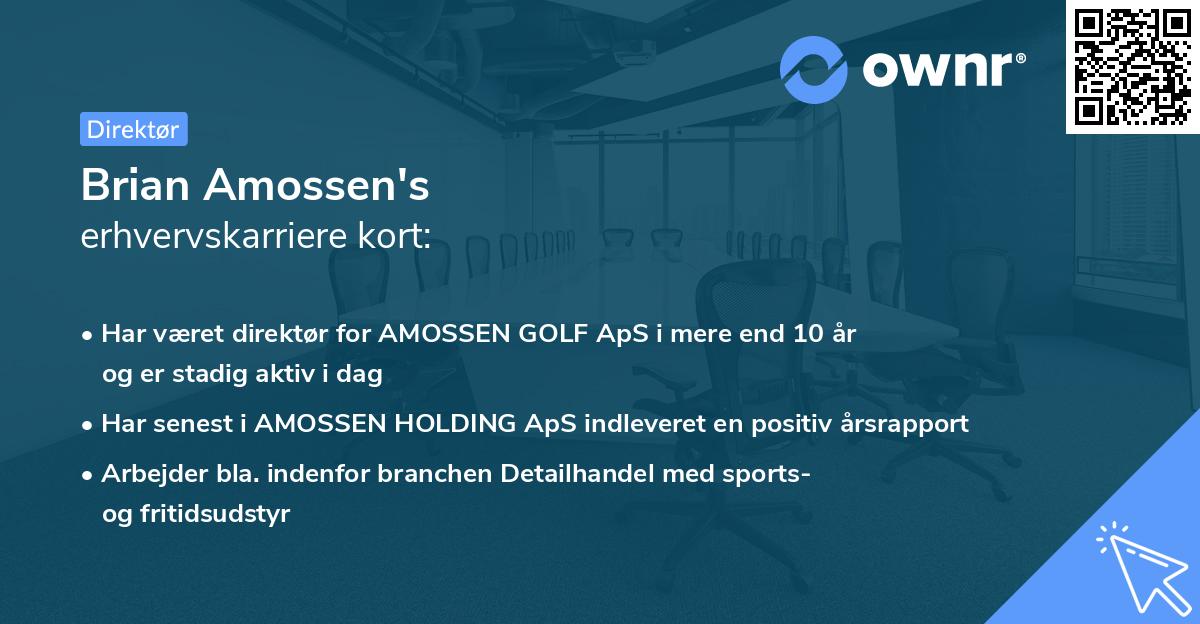 Brian Amossen's erhvervskarriere kort