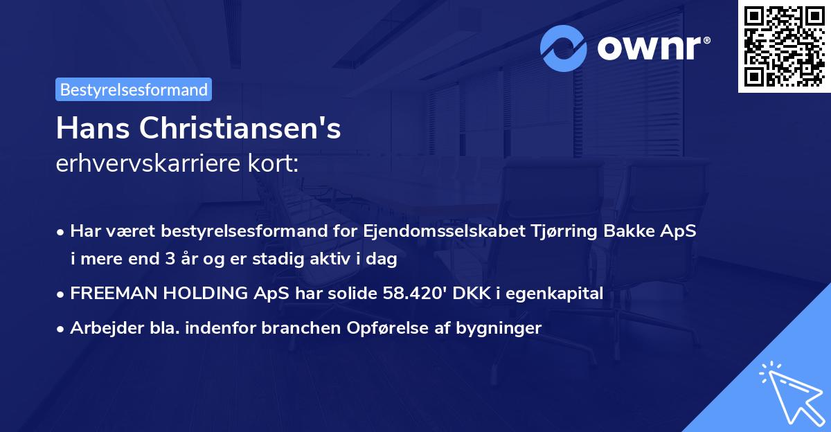 Hans Christiansen's erhvervskarriere kort