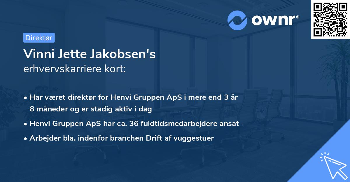 Vinni Jette Jakobsen's erhvervskarriere kort